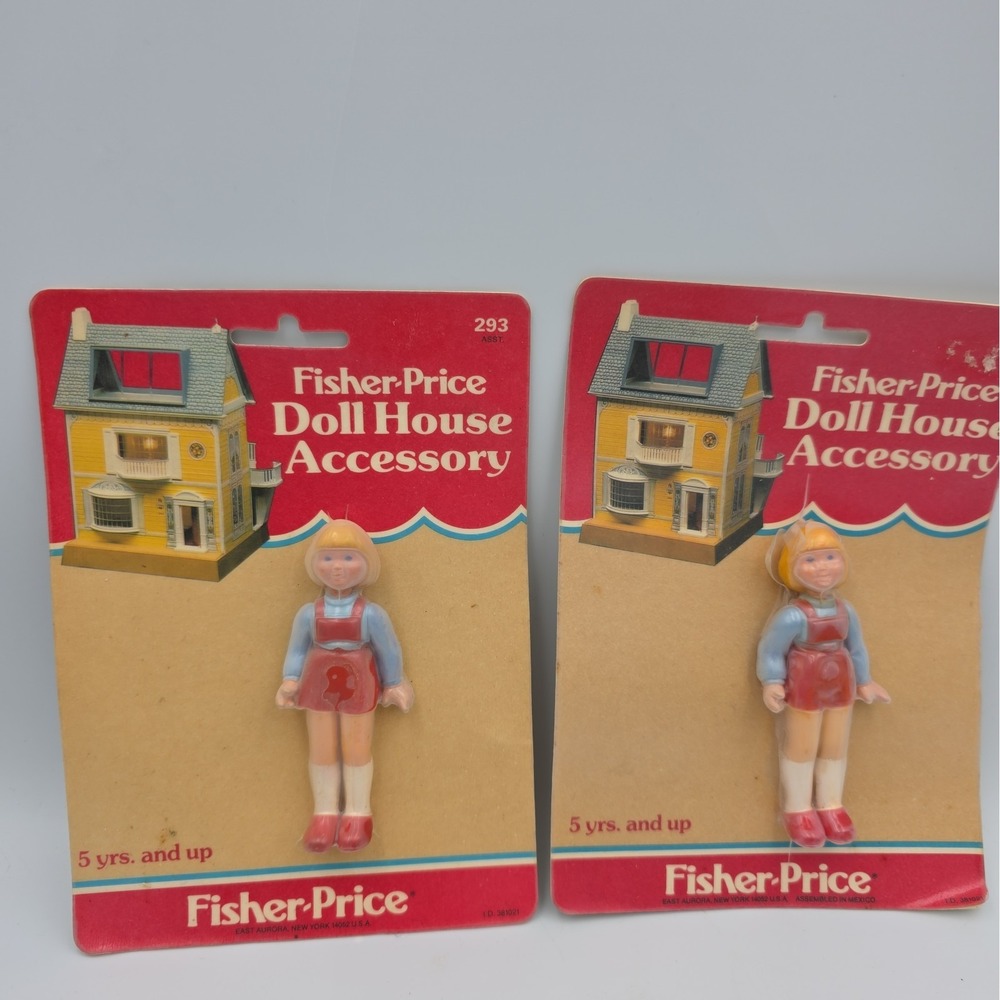 2 Fisher Price Dollhouse Accessory Girl Daughter Figure #293 MOC Sealed 1983